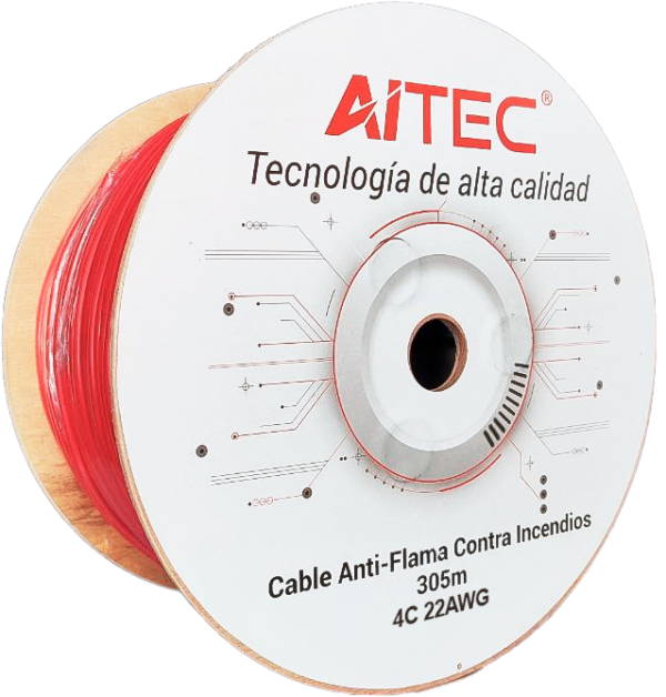 Cable Antiflame 22AWG 4 Hilos para Sistema Contra Incendio 305M AITEC